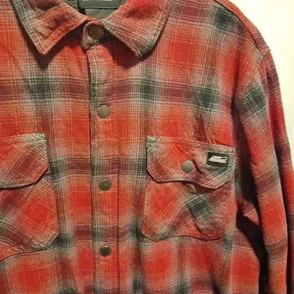 Dickies Men's Size Large Long Sleeve Red Plaid Lined Flannel Button Up Jacket - Picture 2 of 10